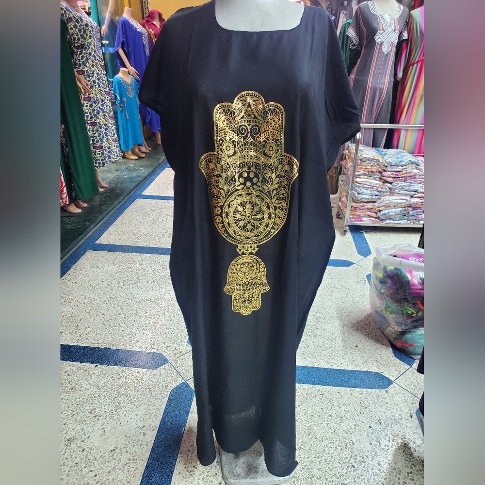 Brand new Black dress with gold hamsa one size